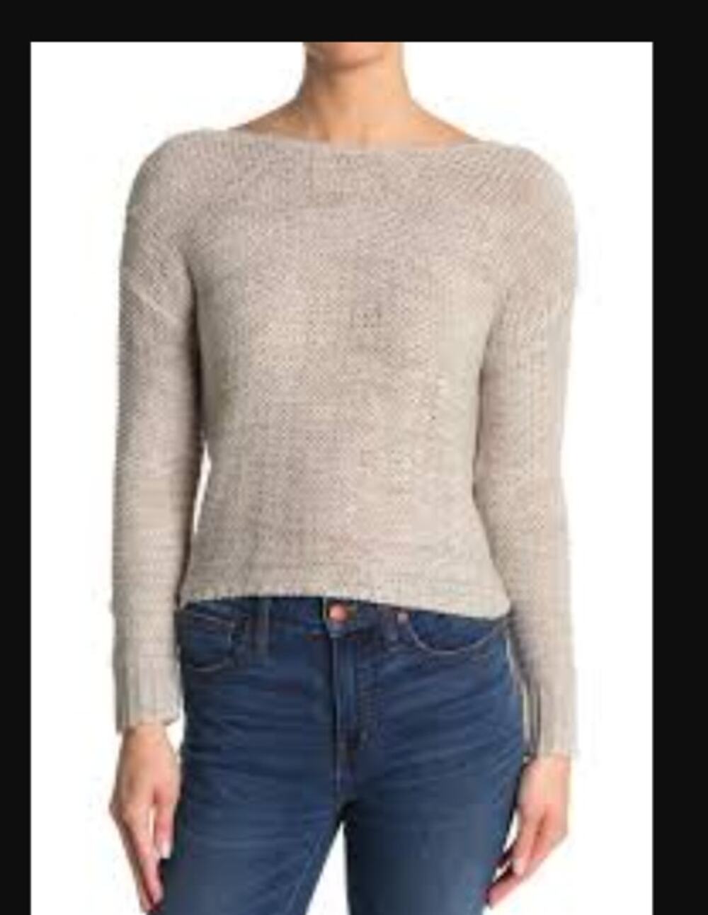 NEW Abound knit Gray Sweater Twist Back Detail Size Small short waisted